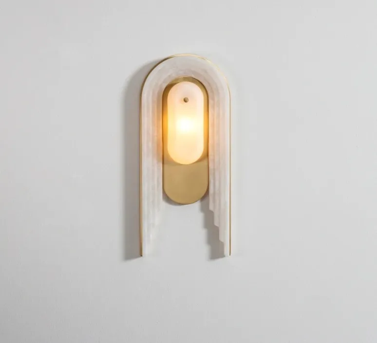 Applique*Bert frank Applique murale, Vima, , LED, 2700k, lm, L36cm, H148,6cm - laiton, albâtre