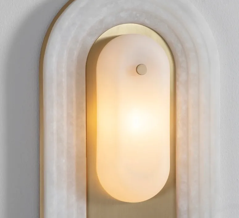 Applique*Bert frank Applique murale, Vima, , LED, 2700k, lm, L36cm, H148,6cm - laiton, albâtre