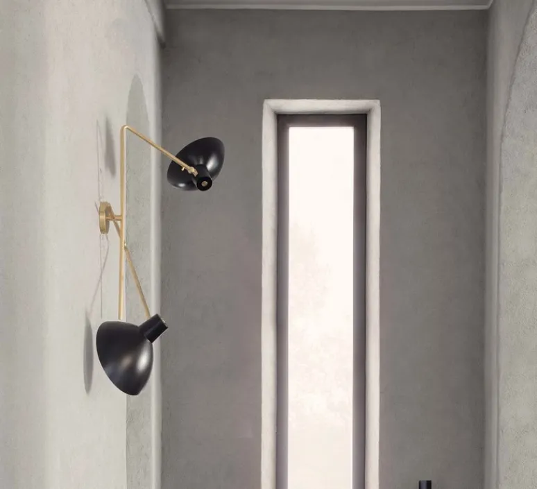 Applique*Astep Applique murale, VV Cinquanta Twin, , L113cm, H53,8cm - noir et laiton