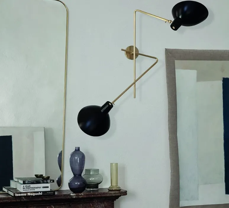 Applique*Astep Applique murale, VV Cinquanta Twin, , L113cm, H53,8cm - noir et laiton