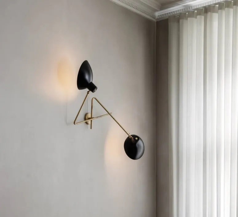 Applique*Astep Applique murale, VV Cinquanta Twin, , L113cm, H53,8cm - noir et laiton