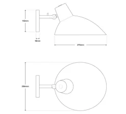 Applique murale, VV Cinquanta, noir et laiton, Ø27,4cm, H18,3cm - Astep