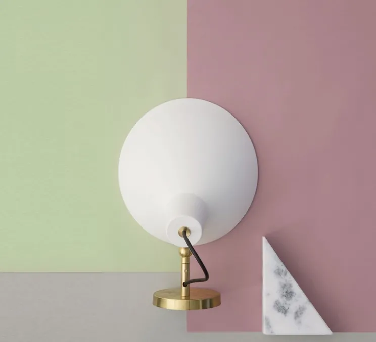 Applique murale, VV Cinquanta, blanc et laiton, Ø27,4cm, H18,3cm - Astep