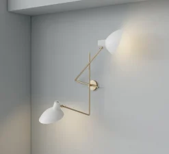 Applique murale, VV Cinquanta Twin, blanc et laiton, L113cm, H53,8cm - Astep