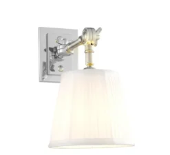 Applique*Eichholtz Applique murale, Wentworth simple, nickel, abat-jour blanc, L15cm, H26cm - nickel et blanc