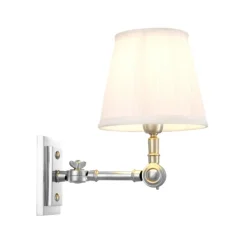 Applique*Eichholtz Applique murale, Wentworth simple, nickel, abat-jour blanc, L15cm, H26cm - nickel et blanc