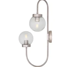 Applique*Mullan Lighting Applique murale, Winslow double, , L37cm, H67cm - Argent antique, globe transparent