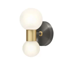 Applique murale, Wool, laiton satiné, graphite satiné, L10cm, H19cm - Manufacture