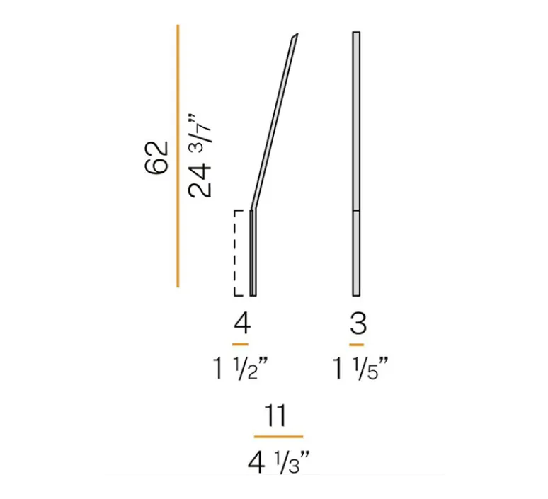 Applique*Panzeri Applique murale, Ypsilon, , LED, 3000K, 1046lm, L3cm, H62cm - blanc