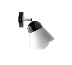 Applique*Zangra Applique orientable, Light.036, avec glass019, blanc opalin & noir, Ø17cm, H13cm - blanc & noir