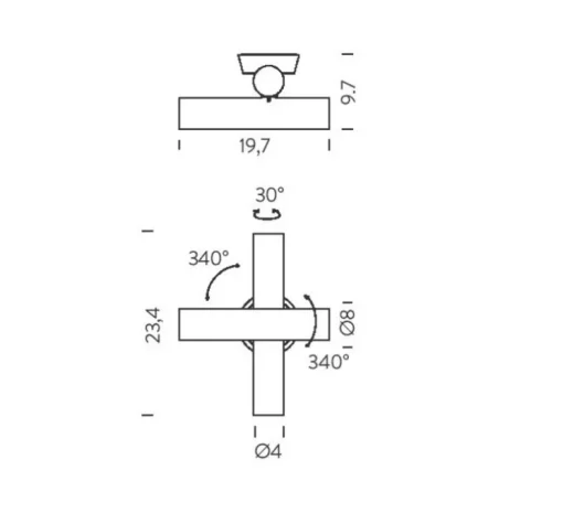 Applique, orientable, Tubes 2 Triac, noir, LED, 2700K, 380lm, L19,7cm, H23,4cm - Nemo Lighting