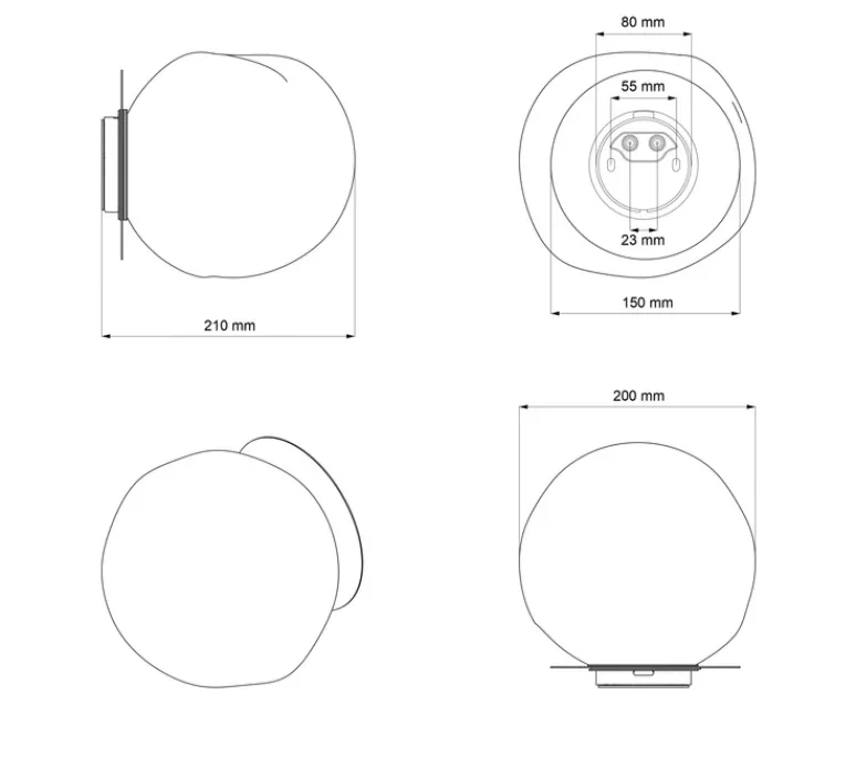 Applique|Plafonnier & Spot*Nordic Tales Applique ou plafonnier, Barocco, , Ø20cm, H21cm - blanc et laiton