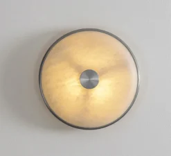 Applique ou plafonnier, Beran , Albâtre, nickel, IP65, LED, 2700K, lm, L36cm, H36cm - Bert Frank