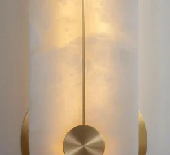 Applique ou plafonnier, Brace Large, albâtre laiton, or satiné, IP44,L24cm, H64cm - BERT-FRANK