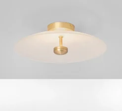 Applique ou plafonnier, Cielo large, laiton, verre opalin, LED, dim, 2700K, L38,5cm, H38,5cm - CTO lighting