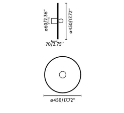 Applique ou plafonnier, Confetti 450, noir et blanc, L45cm, P7cm - Faro