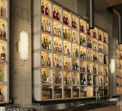 Applique ou plafonnier, Cordiale, Blanc, laiton satiné, LED, dim, 3000K, lm, L15cm, H65cm - Slide