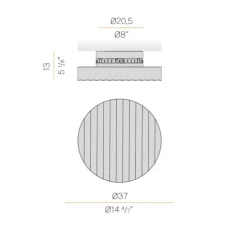 Applique|Plafonnier & Spot*Panzeri Applique ou plafonnier, Côte 37, , LED, dim, 2700K, 1485 lm, Ø37cm, H13cm - fumé