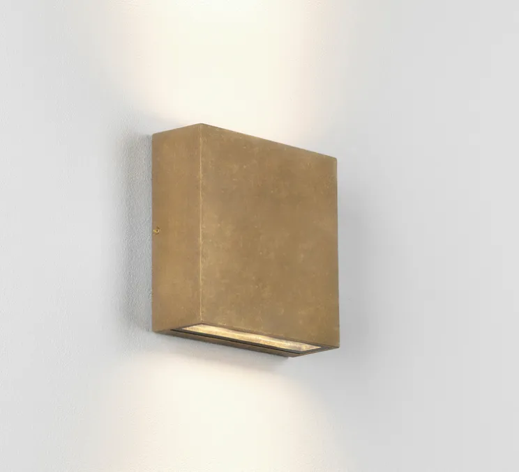 Applique ou plafonnier, Elis Twin Led, 35°, laiton, IP54, LED, 3000K, 524 lm, L14,1cm, H14,1cm - Astro