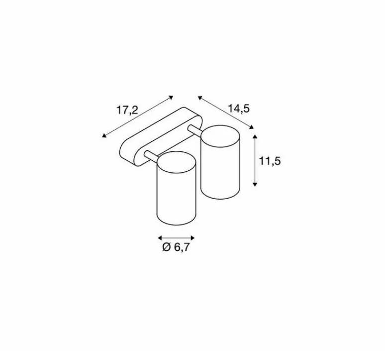 Plafonnier & Spot*SLV Applique ou plafonnier, Enola B, double, , L17,3cm, H11,5cm - noir