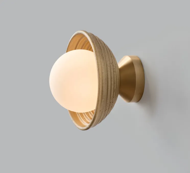 Applique ou plafonnier, Eos, laiton brossé, IP44, Ø15,7cm, H14,3cm - Bert franck