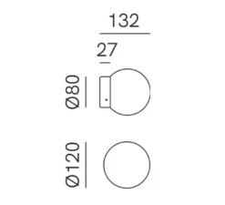 Plafonnier & Spot|Applique*Il Fanale Applique ou plafonnier, Foam 292.02, , IP44, Ø12cm, P13,2cm - laiton