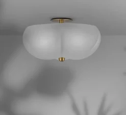 Applique ou plafonnier, Hana Flush Mount, blanc, laiton , Ø49cm, H25,6cm - Schwung