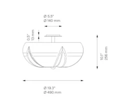 Applique ou plafonnier, Hana Flush Mount, blanc, laiton , Ø49cm, H25,6cm - Schwung