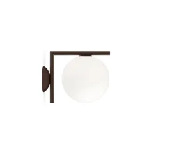 Applique|Plafonnier & Spot*Flos Applique ou plafonnier, IC Lights Wall 1 Outdoor, , IP65,L20cm, H21,6cm - opalin et brun foncé