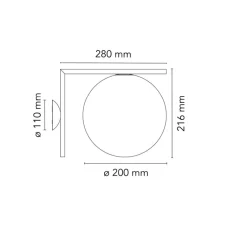 Applique|Plafonnier & Spot*Flos Applique ou plafonnier, IC Lights Wall 1 Outdoor, , IP65,L20cm, H21,6cm - opalin et brun foncé