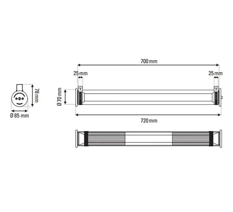 Applique ou plafonnier, In The Tube 360-700, maille dorée, IP65, LED, 2700K, 380lm, L72cm, H8,5cm - DCW éditions Paris