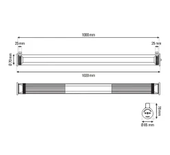 Applique*DCW éditions Paris Applique ou plafonnier, In The Tube 360-1000, , IP65, LED, 2700K, 570 lm, L100cm, H7cm - - maille argentée