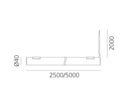 Applique ou plafonnier, La Linea 2,5m, blanc, IP65, LED, dim, 3000K, 960/m lm, L250cm, H4cm - Artemide