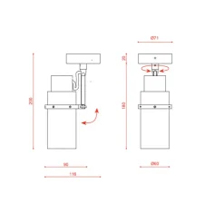 Applique ou plafonnier, Lei 564.41, titanium et verre clair, L6cm, H20cm - Tooy