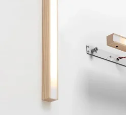 Applique ou plafonnier, Led28, bois, noyer, LED, dim, 3000K, 1300 lm, L120cm, H2,8cm - Tunto