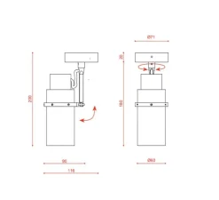 Applique ou plafonnier, Lei 564.41, laiton satiné, verre transparent, L7,1cm, H20cm - Tooy