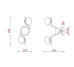 Plafonnier & Spot|Applique*Tooy Applique ou plafonnier, Linfa 565.43, , IP40, LED, dim, 2700K, 1050 lm, L21cm, H44cm - titanium
