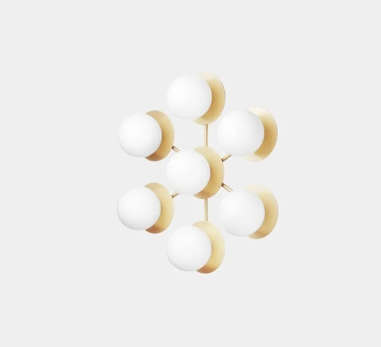 Plafonnier & Spot|Applique*Nuura Applique ou plafonnier, Liila Star, , L48,6cm, H54cm - laiton, verre opalin