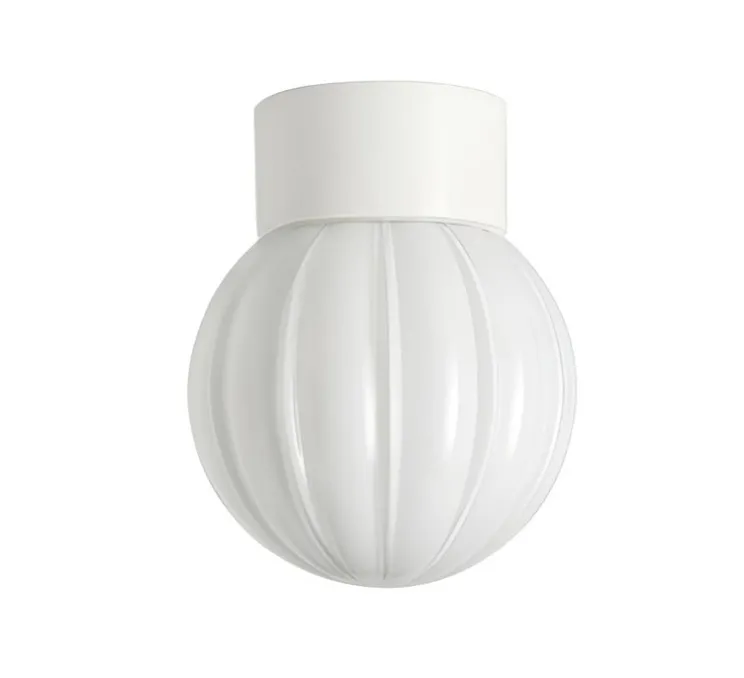 Applique ou plafonnier, Light.o.016, avec glass042, porcelaine blanche, verre opalin, P54, Ø15cm, H18,5cm - Zangra