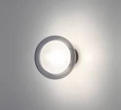 Applique ou plafonnier, Nabila 552.42, verre gris fumé et blanc, base noire chromée, IP40, Ø16cm, P15,6cm - Tooy