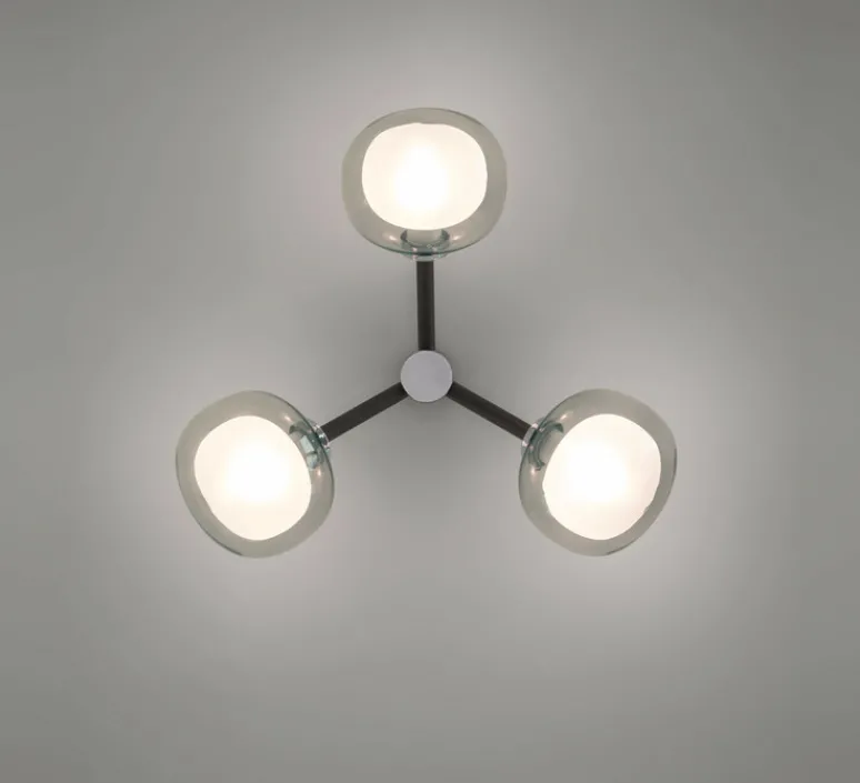 Applique*Tooy Applique ou plafonnier, NABILA-552.73, , verre fumé, Ø38cm, H14cm - noir et chrome