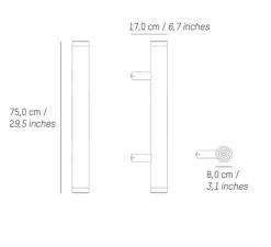 Plafonnier & Spot|Applique*Petite Friture Applique ou plafonnier, Pyl, grande, , IP44, LED, dim, 2700K, 1920 lm, L8cm, H75cm - acier