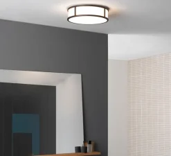 Plafonnier & Spot*Astro Applique ou plafonnier salle de bain, Mashiko 300 Round, blanc, bronze, IP44, Ø30cm, H9cm - Lighting bronze, blanc