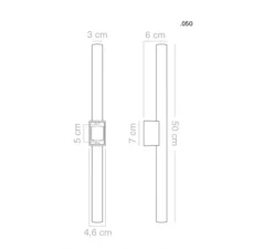 Applique ou plafonnier, S14D, porcelaine, blanc, tubulaire opaline, dim, L50cm, H6cm - Nedgis