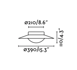 Applique ou plafonnier, Side 390, noir et or, 3000K, 736lm, Ø39cm, H11cm - Faro