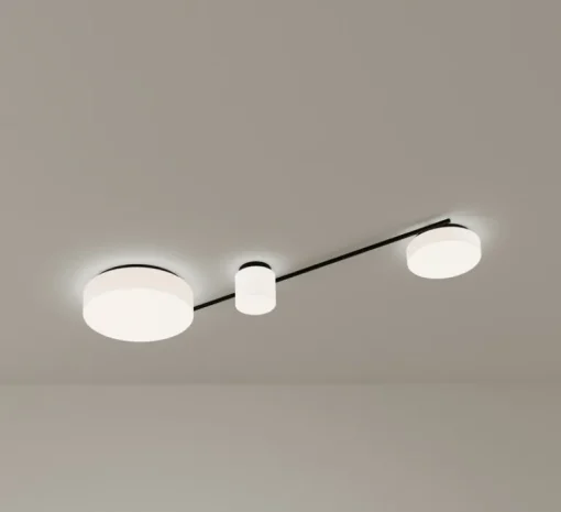 Plafonnier & Spot*LEDS C4 Applique ou plafonnier, Spark Triplex, , LED, dim, 3000K, 3159 lm, L132,3cm, H10,7cm - noir et blanc
