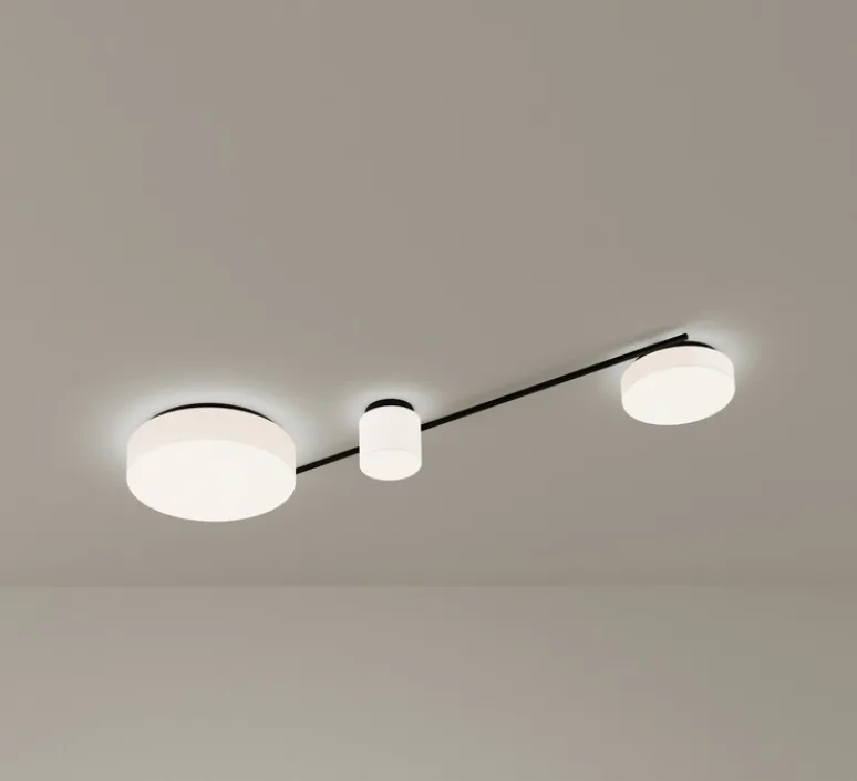 Plafonnier & Spot*LEDS C4 Applique ou plafonnier, Spark Triplex, , LED, dim, 3000K, 3159 lm, L132,3cm, H10,7cm - noir et blanc