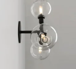 Plafonnier & Spot|Applique*SkLO Studio Applique ou plafonnier, Stem x3, , Ø11cm, H39cm - Transparent, Noir oxydé