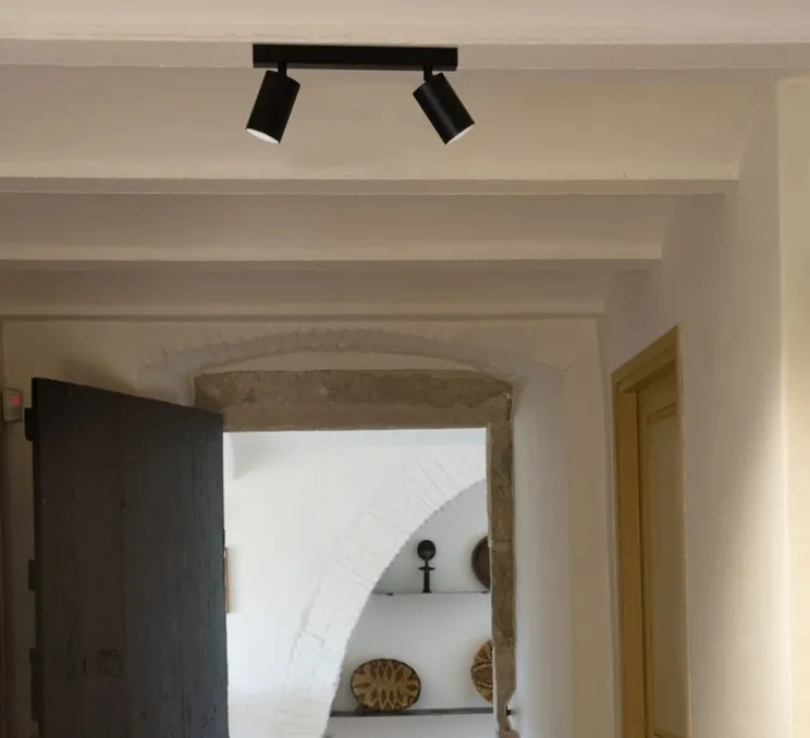 Applique ou plafonnier, Stan 2L, noir mat, orientable, L33,6cm, H9,8 cm max - Faro