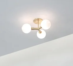 Plafonnier & Spot|Applique*SkLO Studio Applique ou plafonnier, Stem x3, , Ø18cm, H54cm - Blanc, Laiton brossé